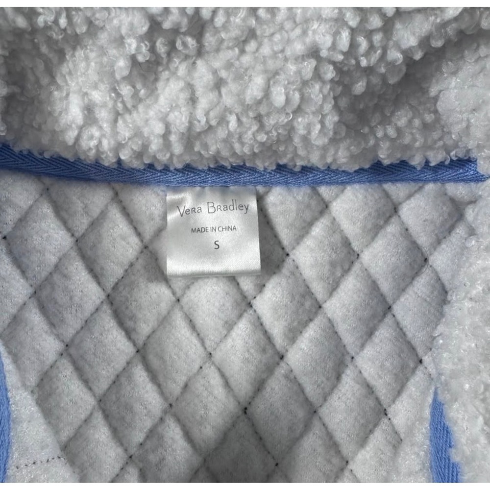 Vera Bradley Womens White Sherpa Fleece Plaid Quilted Half Zip Pullover Small - Picture 2 of 8